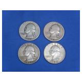 4 Washington Quarters-90% Silver