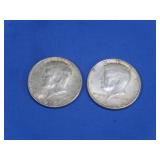 2-1964 Kennedy Half Dollars-90% Silver