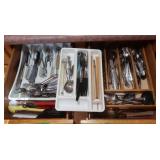 2 Kitchen Drawers,Silverware,Forks,Spoons,Can