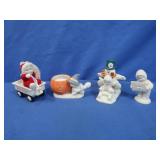 Dept 56 "Snowbabies"-Santa in Wage,Frogty Snowman