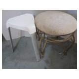 Vintage Vanity Stool w/metal Frame&Upholstered