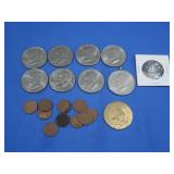 8 Asst Eisenhower Dollars,10 Asst Wheat Pennies,
