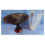 Vintage Wesmld. Amberina Glass Footed Bowl