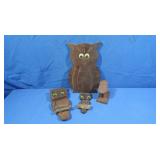 Vingage Wood Carved Owls