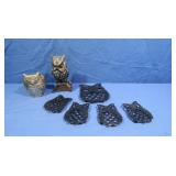 Asst of Owl Home Dï¿½cor incl 1 Hand Carved From