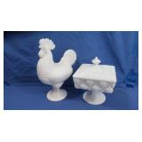 Vintage Wstmld. Milk Glass Rooster Candy