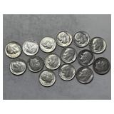 15 Roosevelt Silver Dimes