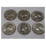 6 Washington Silver Quarters