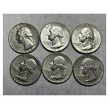 6 Washington Silver Quarters