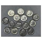 15 Roosevelt Silver Dimes