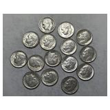 15 Roosevelt Silver Dimes