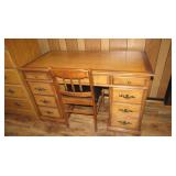 Wooden Desk 48x24x29.5"&Wooden Chair 32"H