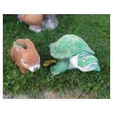 Rabbit,Turtle Cement Lawn Decorations