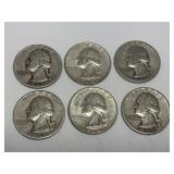 6 Washington Silver Quarters
