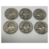 6 Washington Silver Quarters