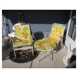 Vintage Outdoor Folding Table&2 Folding Lawn