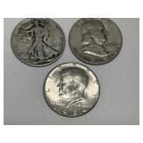 3 Silver Half Dollars