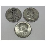 3 Silver Half Dollars