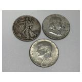 3 Silver Half Dollars