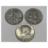 3 Silver Half Dollars