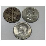 3 Silver Half Dollars