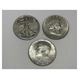 3 Silver Half Dollars