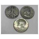 3 Silver Half Dollars