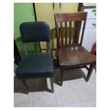 1 Solid Wood Dining Chair & 1 Metal Office Chair