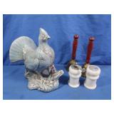 Ceramic Pheasant,Brass Dinner Bells,S&P Shakers