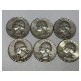 6 Washington Silver Quarters