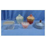 2 Vintage Jeannette Glass Candy Dishes&more