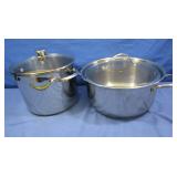 2 Large Stainless Stell Pots w/glass lids