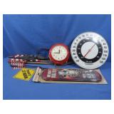 Wall Clocks, NIB Tin Thermometer&Small Am Flags