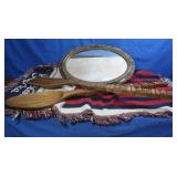 Oval Mirror,Cloth "God Bless America" Flag Wall