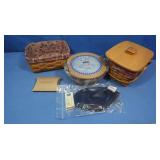 3 Longaberger Baskets,2 Cloth Lined,2 have lids