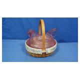 Longaberger Company Cranberry Rose Pink Glass Hen