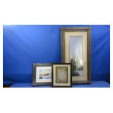 3 Framed Art Pieces 14.5x27,13x11,9.5x11.25"
