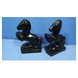 Vintage Black Glass Horse Statues