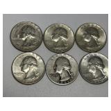 6 Washington Silver Quarters