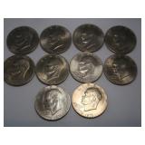 10 Eisenhower Dollars-asst date