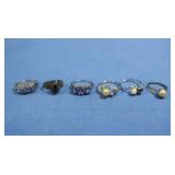 Sterling Rings w/Stones-Pearls,Lolite,Onyx
