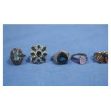 Sterling Rings w/Stones-Blue Topaz,Amethyst&more