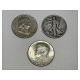 3 Silver Half Dollars
