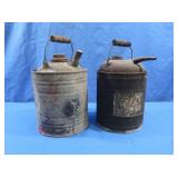 2 Antique Galvanized 1 gal. Cans w/Spouts