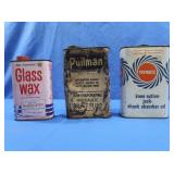Vintage Advertising Cans Pullman, Glass Wax