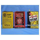 3 Vintage Cans-Marvel Mystery Oil(full),1 Liquid