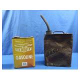2 Vintage Metal Gasoline Cans(2 gal., 1 gal0
