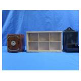 Vintage Matchbox Holder, Cedar Safe Bank,6 Bin