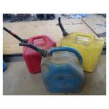 3 5 Gal Plastic Cans, 1 Gas, 1 Diesel& 1