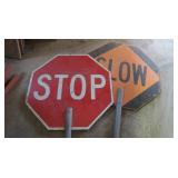 Stop & Slow Signs on Metal Poles 79"
